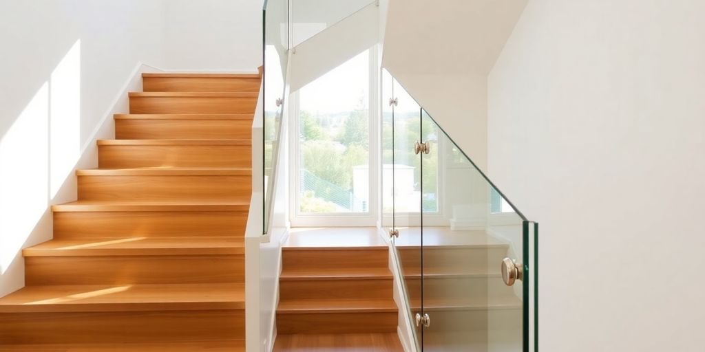 Moderne traprenovatie met houten treden en glazen balustrade
